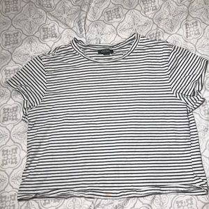 Wild Fable Black and White Striped Cropped T-Shirt